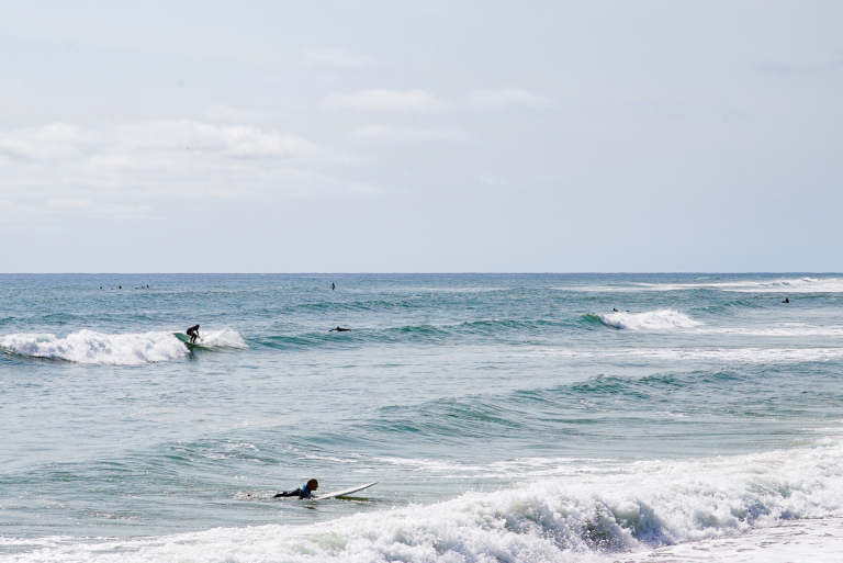 Surfers in the Atlantic at Montauk Long Island